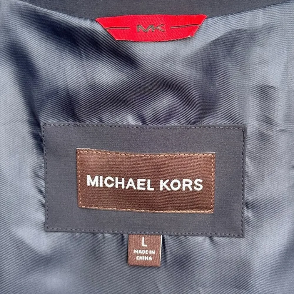 Michael Kors Blue Classic Fit Raincoat Overcoat Trench Men's Size Large L Navy - Picture 8 of 8